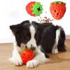 Strawberry Shaped Dog Food Leaking Ball Tooth Cleaning Dog Grinding Teeth Toy  for Dog Training