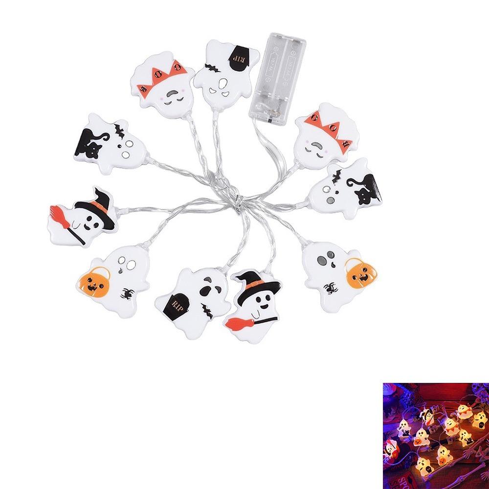 10/20 LED Ghost Decoration String Lights Battery Powered Holiday Decorative Lamp Party Decoration