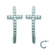 Les Trésors De Lily [M7628] - Silver White 'Cross' Hoop Earrings (rhodium-plated) - 16x6 Mm