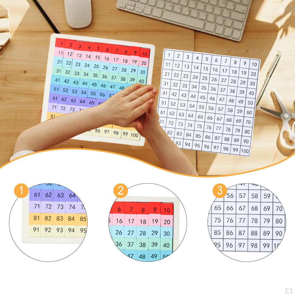 Wooden Hundred Board Toy Preschool Learning Reusable Hand Eye Coordination Children Cognitive