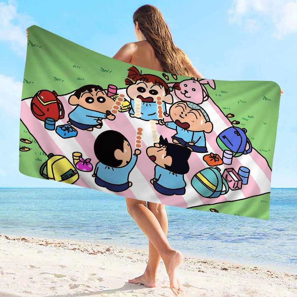 cartoon anime C-Crayon S-Shin-chanS humor Microfiber Printed Beach Towel Mountain Climbing Beach Running Absorbent Soft Towel