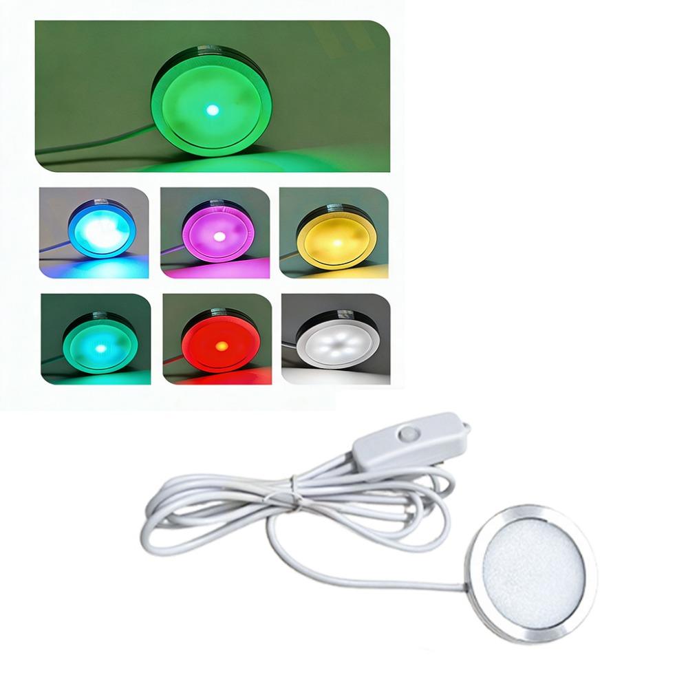 RGB Цвет Регулируемая USB Круглая Лампа DIY Яркий Свет Алюминиевый Сплав Лампа 5V 3W Ультратонкий Светодиодная Подсветка для Витрины