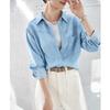 Рубашка из шелкового денима на каждый день для женщин с микросилуэтом Рубашка для женщин с драпированным верхом, свободная и тонкая