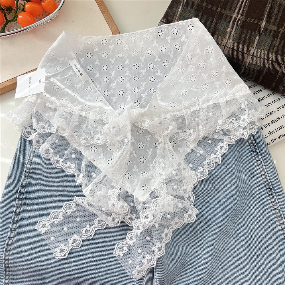 Retro Lace Silk Scarf, Headscarf, Foreign Style Mix And Match, Stacked Triangle Scarf, Skirt, Fart Curtain, Woman