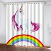 Free Shipping Pink Black Rainbow Unicorn Cartoon Window Thin Shading Curtain Kids Childern For Bedroom Living Room Decor Hooks