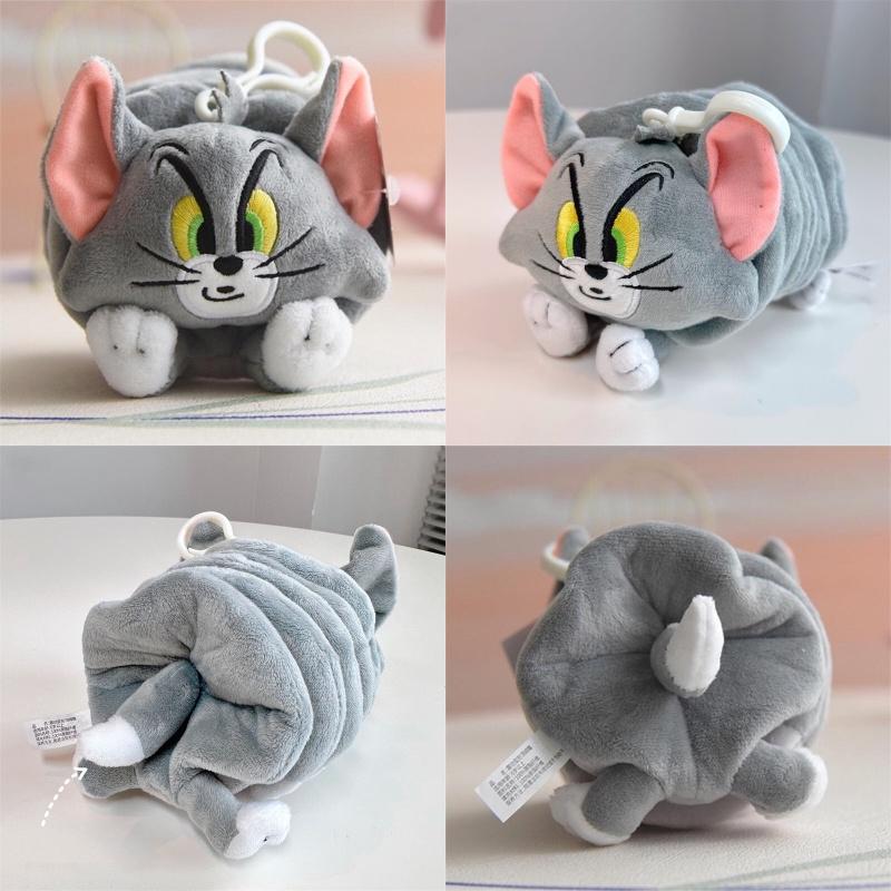 Плюшевая игрушка Hugkis Том Кот, фигурка с вибрирующей пружиной, милый мультяшный кулон-кукла для подвешивания, высота 13 см, авторизованное издание