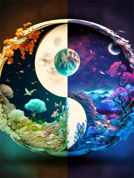 Коллекция алмазной живописи 2023 года «Пейзаж четырех сезонов» Квадратная/круглая вышивка Мозаика Лунный пейзаж Домашний декор