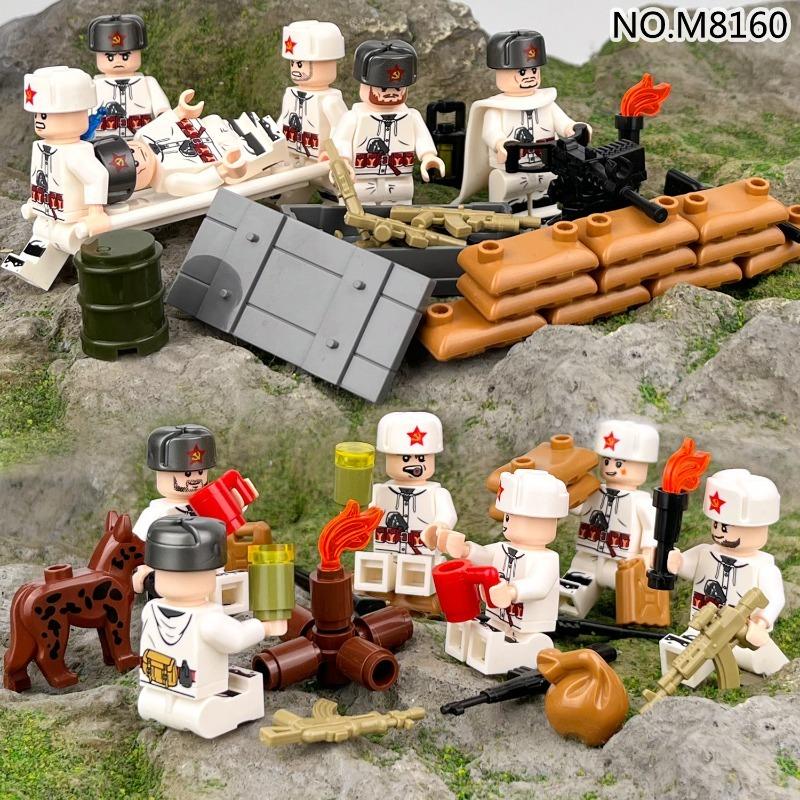 Фигурки солдат Экспедиционного корпуса Красной Армии Второй мировой войны, строительные блоки для траншей, детские игрушки