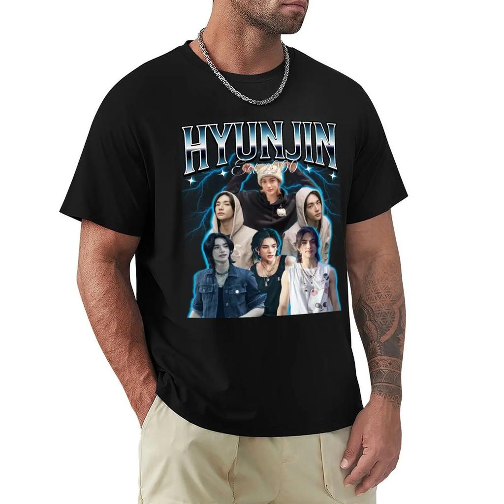 Футболка Hyunjin 90S Custom Design Your Own Summer Clothes Funny T Shirts Men
