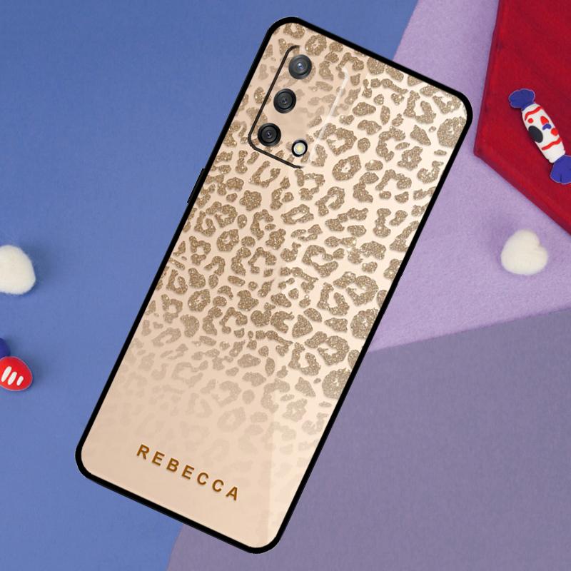 Персонализированный чехол с инициалами, кожаный леопардовый для OPPO A57S A54S A96 A76 A16 A5 A9 A53 A15 A17 A18 A58 A78 A98 A52 A72 A54 A74 A94