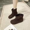 Ветер пустоши складки наваленные ботинки женские 2025 осень новые модные универсальные легкие увеличивающие рост повседневные короткие ботинки тренд