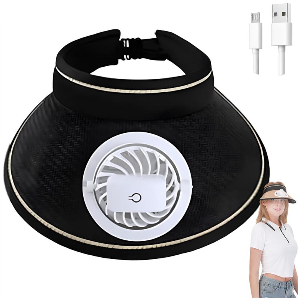 New Ultralight Solar Fan Sun Hat, UV Visor Hat With Rechargeable Fan, Beach Hat Adjustable Unisex Summer Hat