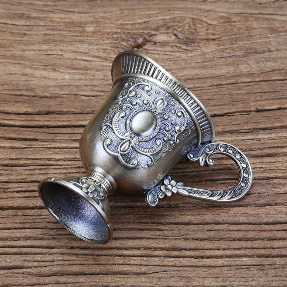Carved Antique Teacup Ornaments European Style Holy Water Cup Retro Copper Teacup  National Trend