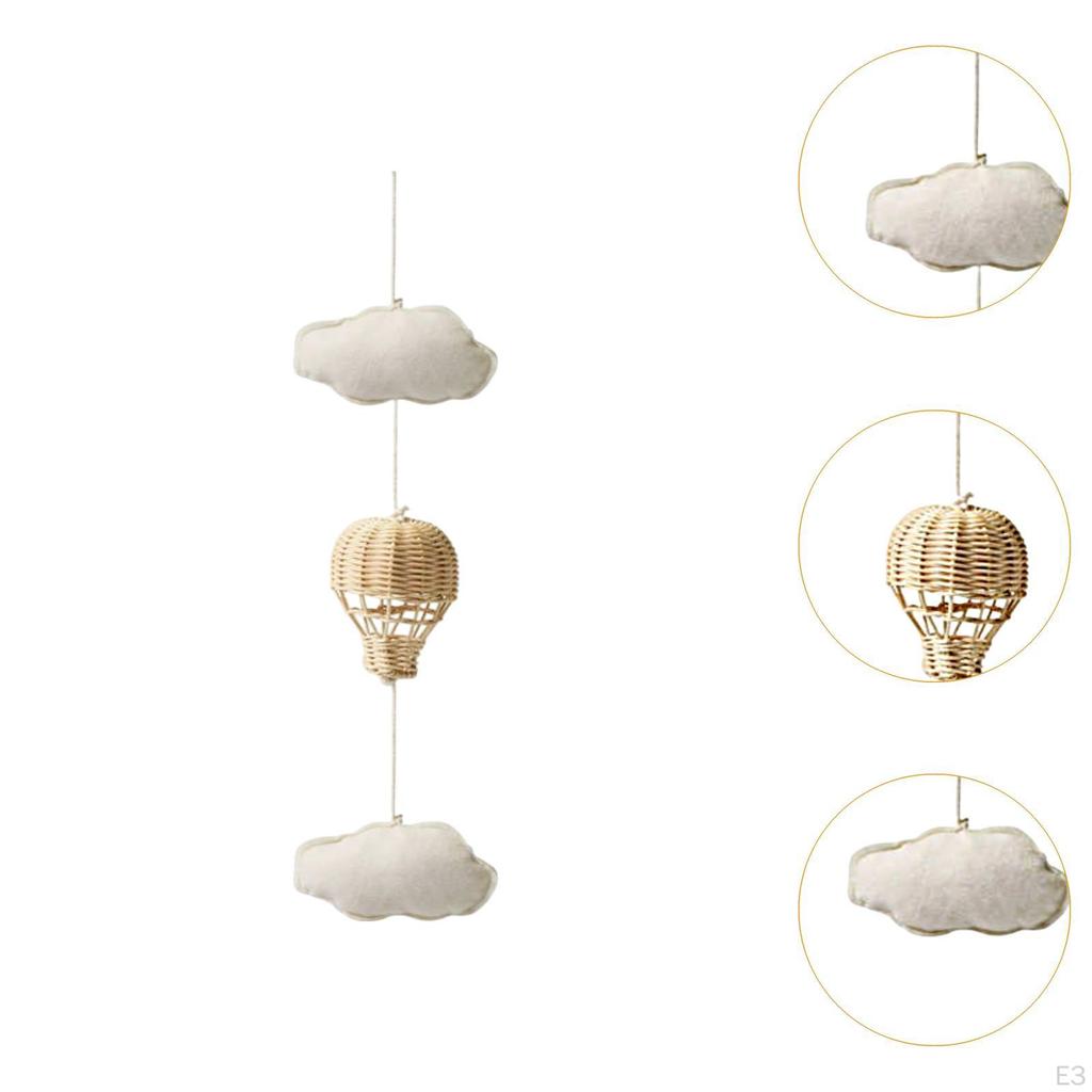 Rattan Air Balloon Baby Mobile for Crib,Decor,Hanging,Handcrafted Toy Woven Pendant Cloud