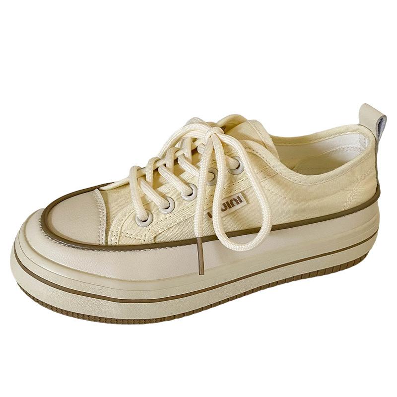 B-9363 допамин/платформа парусиновые туфли женские нишевые ретро гонконгский стиль 2024 новые туфли для доски корейская версия белых туфель