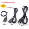 Power Supply Cable 2 Pin USB 2.0 A Female 4 Wire Jack Charger Charging Cord Extension Connector