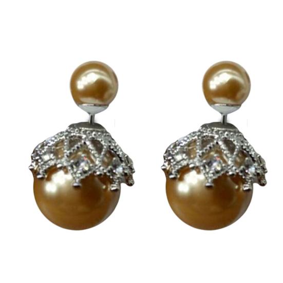 Double Sided Imitation Hollow Flower Ball Ear Stud AVE