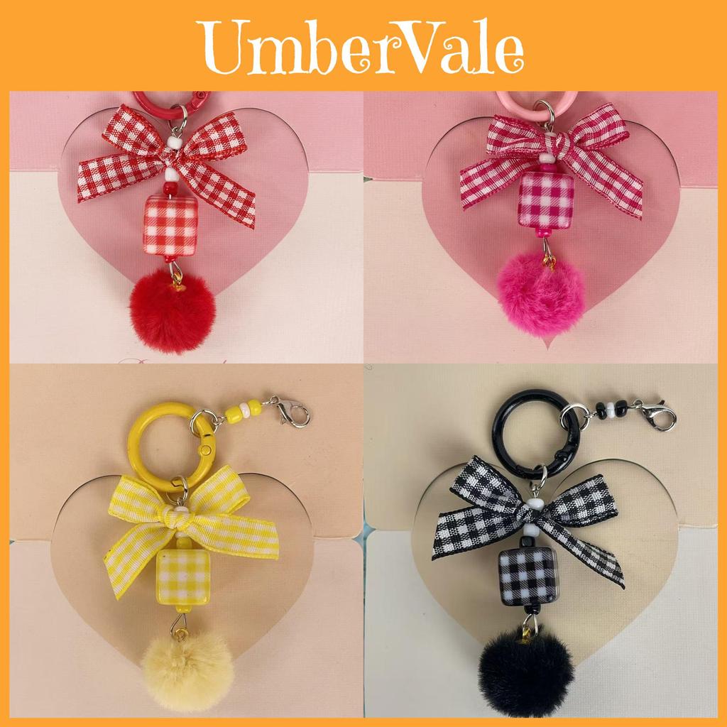 Fashionable Korean Style Grid Bead Keyring With Alphabet Pendant For Bags And Keys