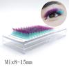 Color Grafting False Eyelashes 0.07 8-15mm Yellow, Blue, Bicolor, Bright Personality and a Few Hairs Extension Tool