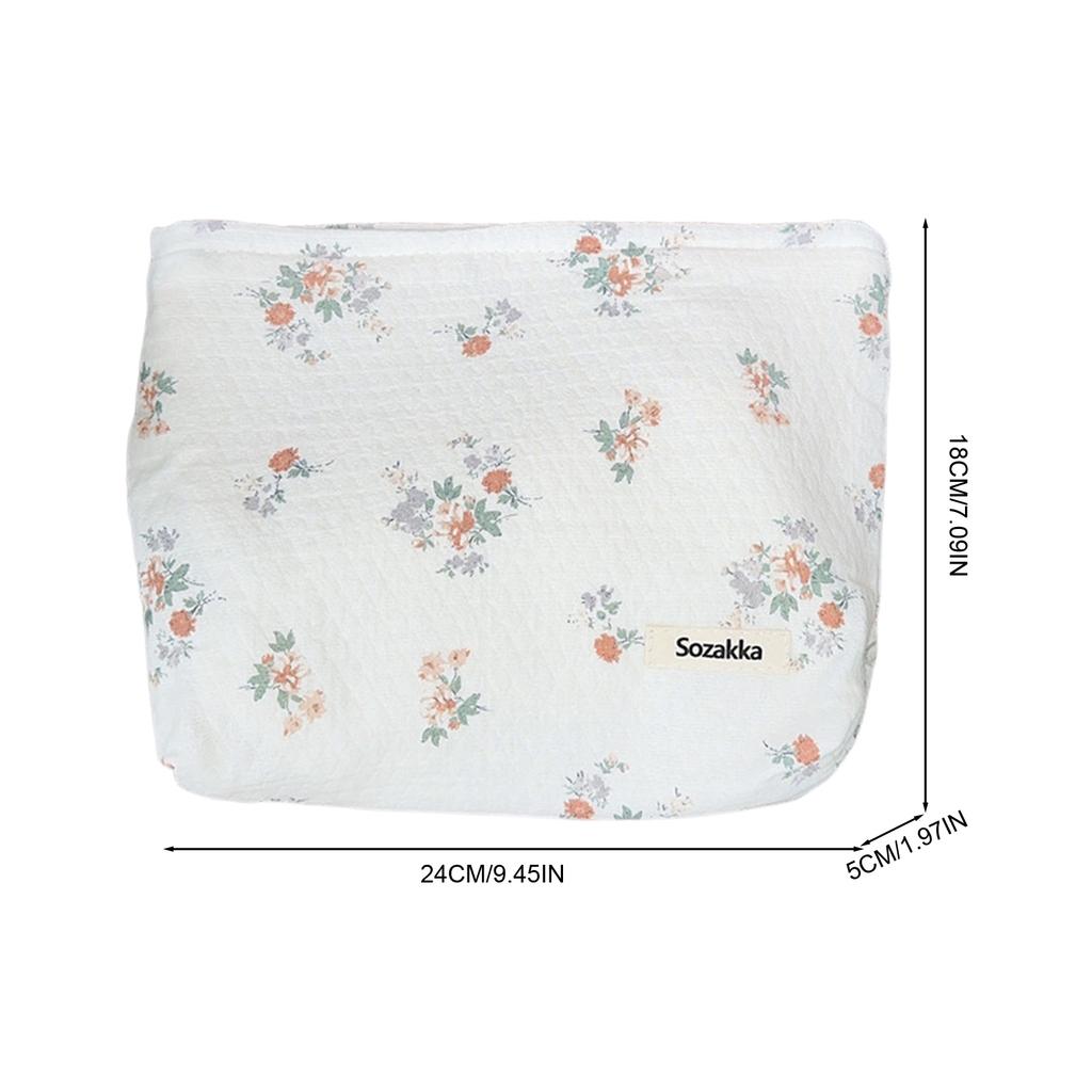 Cotton Cosmetic Bag Large Capacity Portable Storage Pouch For Travel And Daily Use