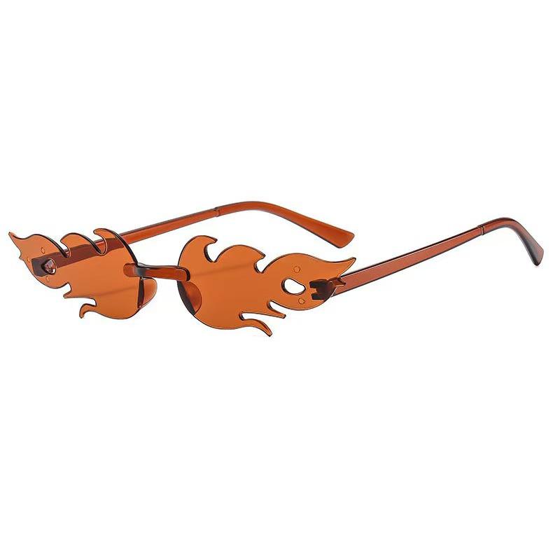 Цветные Безободковые Очки-Пламя - Цельные Леденцовые Вечерние Очки