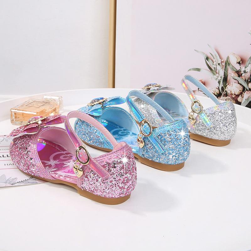 Girls' sandals, new summer styles, fashionable soft-soled children's shoes, blue, stylish princess shoes, flat shoes for little girls