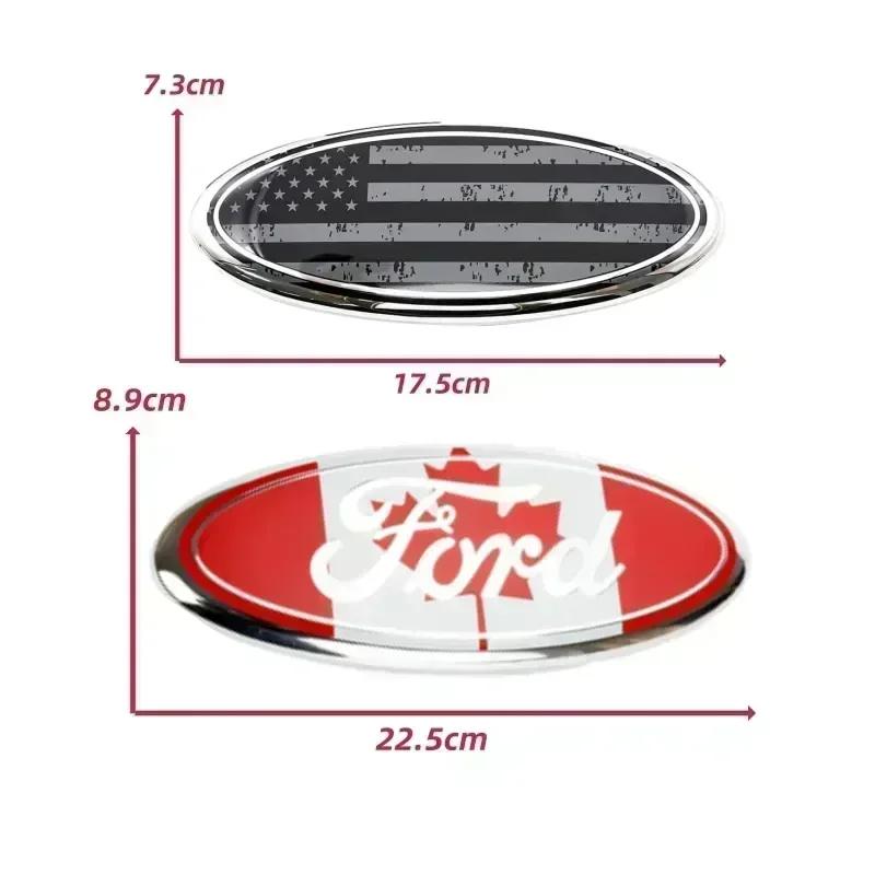AKD1 7/9 Inch Car Front Grille Badge Trunk Cover Sticker Decal For Ford Logo Fiesta ST Fusion Explorer Escape Shelby Edge Kuga MK6