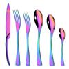Hot Sale 6Pcs Shiny Polishing Mirror Colorful Cutlery Dinnerware Set 304 Stainless Steel Tableware Flatware Set Wholesale