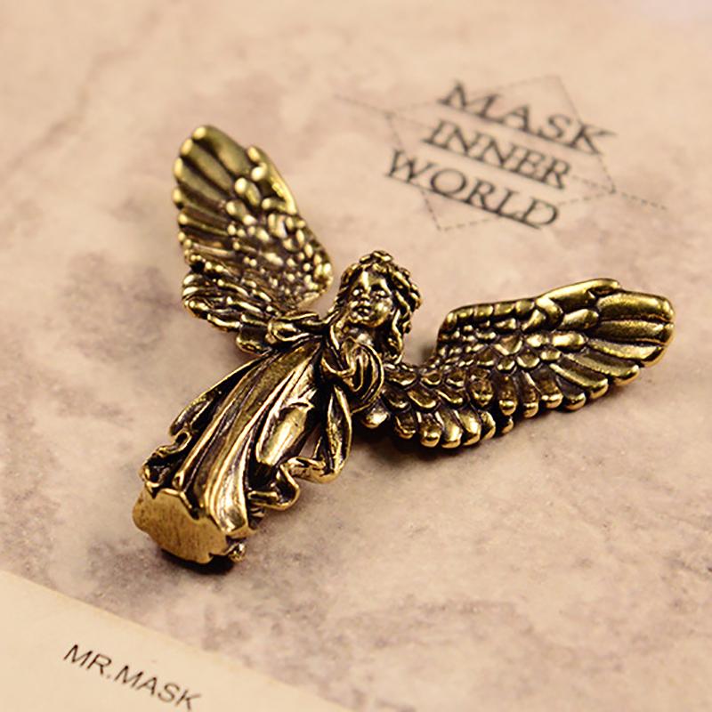 Vintage Brass Blessed Guardian Angel Figurines Miniatures Desktop Ornaments Lovely Small Statue Home Decoration Crafts