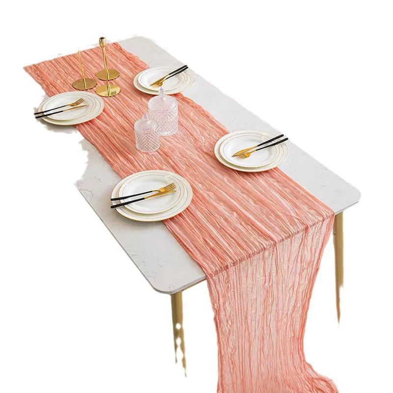 Elegant Bohemian Ruffled Table Runner Wedding Birthday Party Decor - Cotton Blend 90x180cm