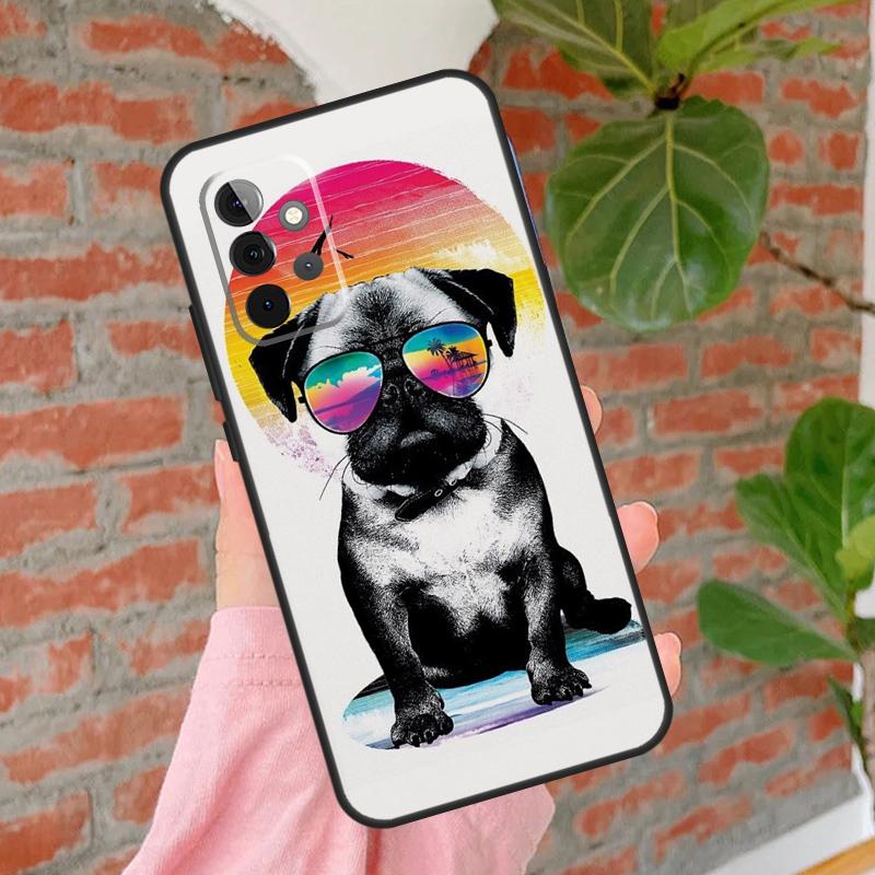 Cute Black Pug Dog Phone Case For Samsung Galaxy A55 A35 A25 A15 A52 A32 A12 A51 A71 A13 A33 A53 A14 A34 A54