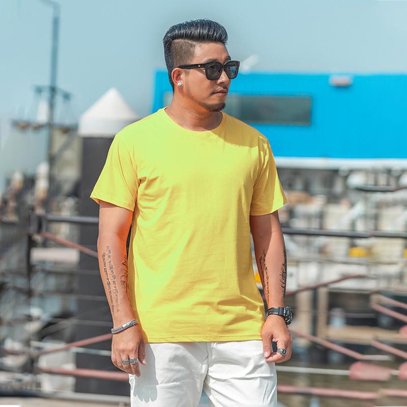 Мужская свободная футболка большого размера M-7XL 8XL Мужская однотонная футболка с круглым вырезом и короткими рукавами