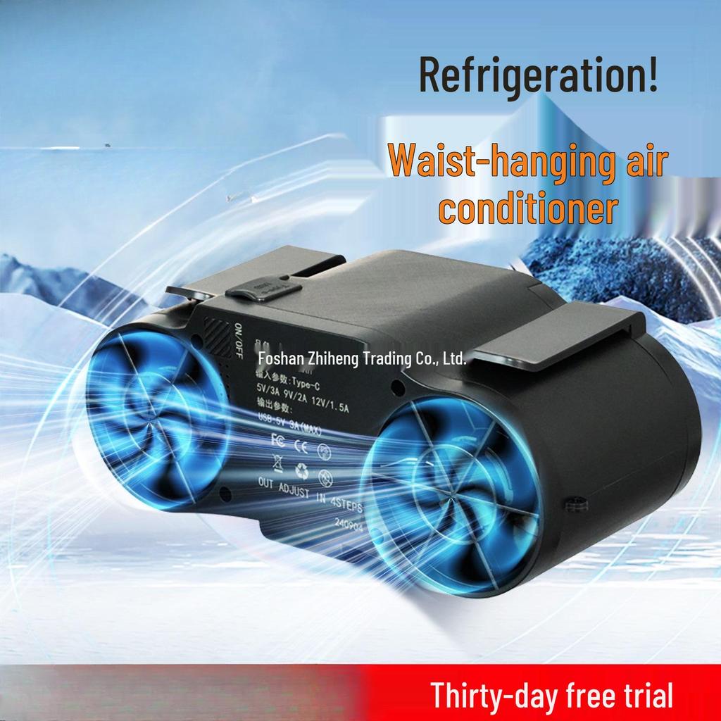 Portable Waist-Mounted Cooling Fan for Outdoor Construction