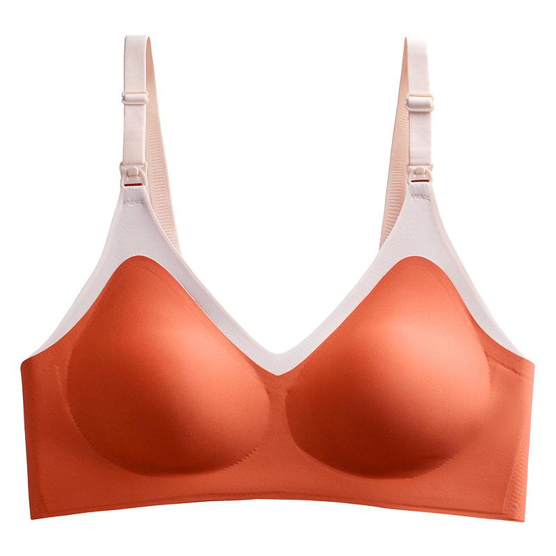 Удобный латексный бюстгальтер для кормящих мам для кормящих мам, бюстгальтер с эффектом пуш-ап, двухцветное бесшовное нижнее белье, бюстгальтер для кормления грудью с пряжкой спереди