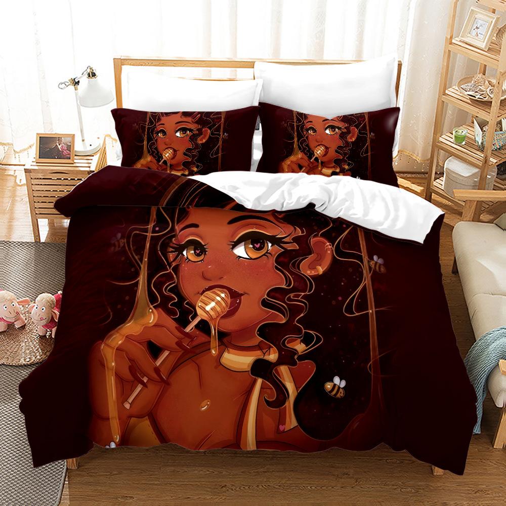 Bed Three-Piece Set 3D Three-Piece Set Size Girl Quilt Cover Printing