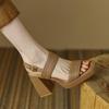 Fashion Sandals Women Fashion Buckle Strap 2025 Comfortable Summer High Heeled Roman Sandal Woman Open Toe Square Heel Thick Heel Shoes