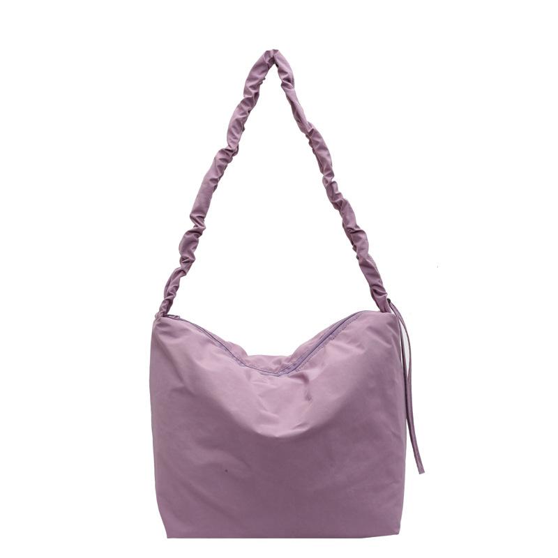 Large Capacity Nylon Shoulder Bag Soft Waxy Cotton Lazy Crossbody Bag Student Commuter Casual Tote Bag