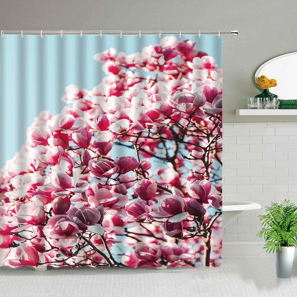 Chinese Style Flower Birds Shower Curtains Waterproof Bathroom Curtain 3d Printed Fabric With Hooks Bathtub Decor Bath Curtain