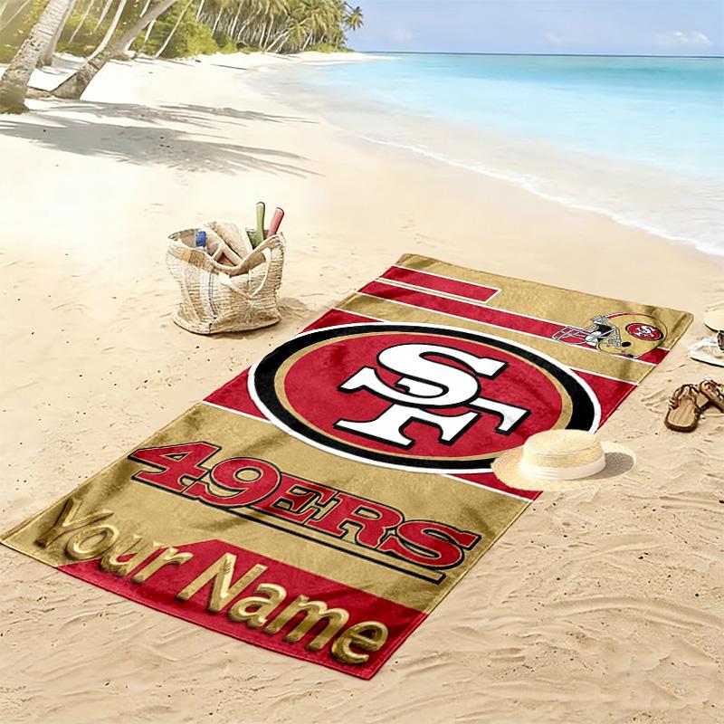 Name Custom SF 49ers Print Beach Towel, Large Soft Quick Dry Towel for Beach Camping Swimming