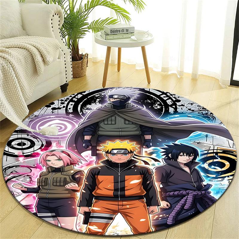 1pc Naruto Print Round Carpet Chair Round Carpet Suitable for Bedroom Living Room Home Decorative Carpet