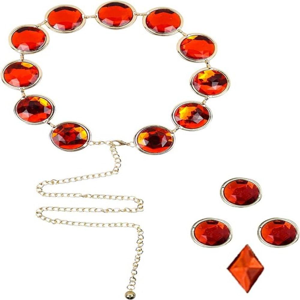 Mirror Cosplay Stone Chain Fashion Jewel Waist Chain Beautiful Red Gem Waist Belt Jeans