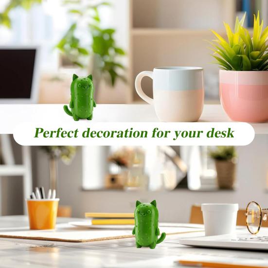 Pickle Cat Figurine Desk Buddy Emotional Support Decoration Pickle Pal 3D Printed Pickle Cat Ornament Gift for Pickle Lovers