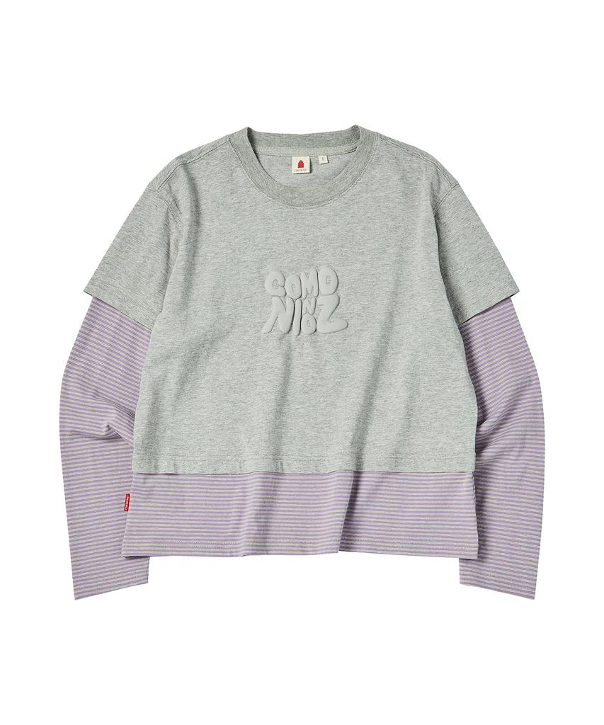 COMONINOZ W Layered T-Shirt [Gray]