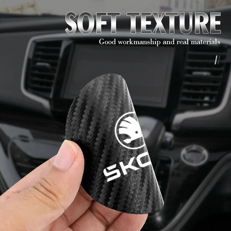 zbrgi9 2PCS Skoda Car Cup Holder Coaster, Carbon Fiber Texture Rubber Pad, For Octavia 3 Fabia Kodiaq Kamiq RS Rapid Yeti Accessories