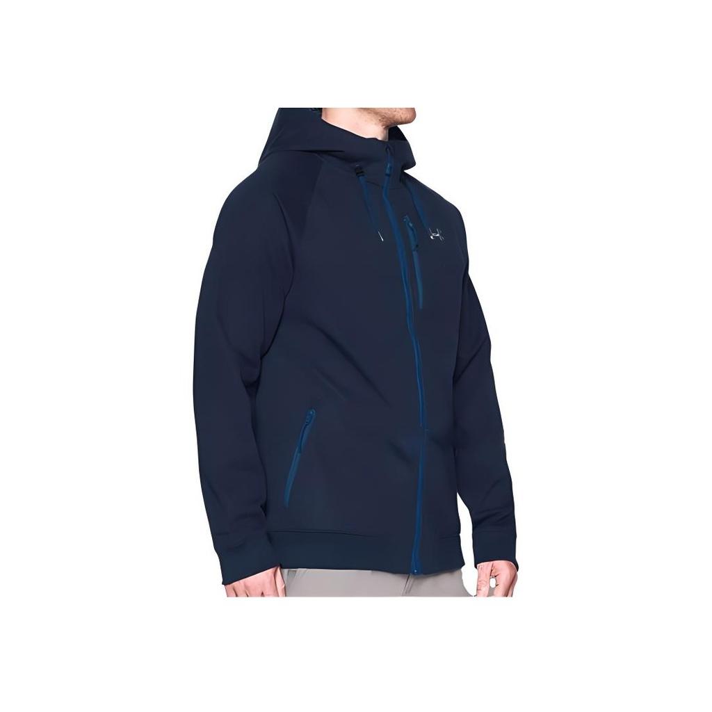 Under Armour Storm ColdGear Dobson Водонепроницаемая теплая спортивная куртка с капюшоном Мужская куртка темно-синего цвета 1246888-410