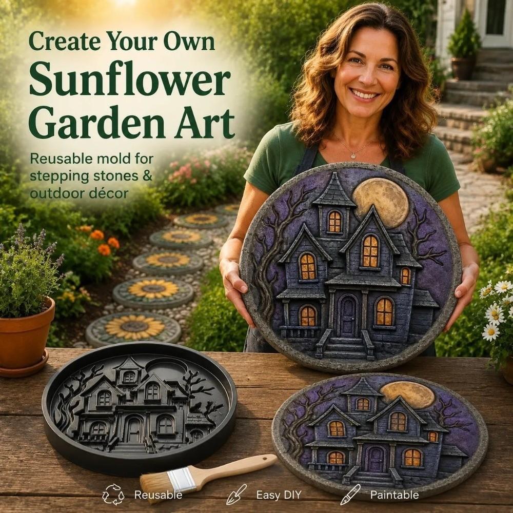 Reusable Pumpkin Stepping Stone Mold Concrete Casting DIY Cement Mold Pumpkin Shape Mold Patio