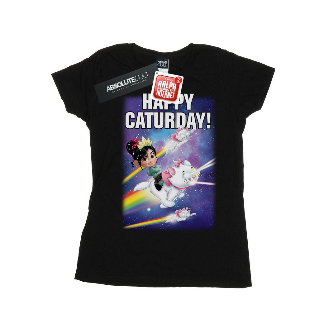 Disney Womens/Ladies Wreck It Ralph Happy Caturday Cotton T-Shirt