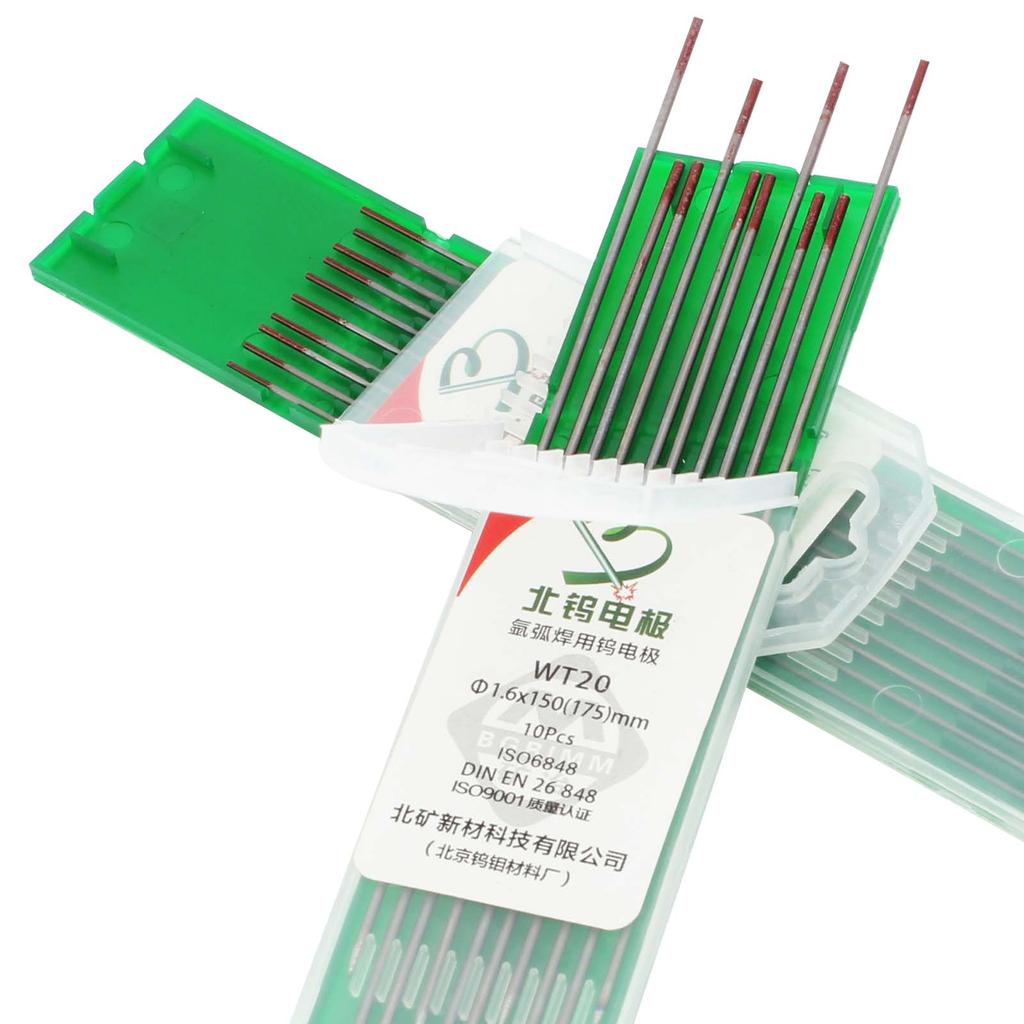 Сварочные вольфрамовые электроды Принадлежности для горелок TIG, упаковка из 10 шт. (Красный – 2% торированного вольфрама (WT20), 1/16 дюйма, 040 дюйма)