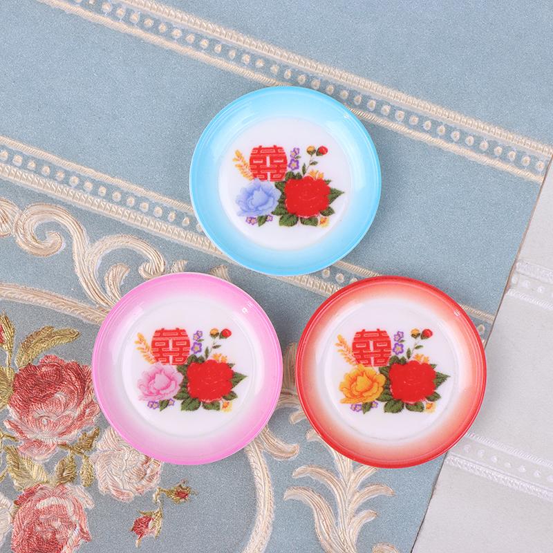 5Pcs Dollhouse Miniature Supplies Chinese Double Happiness Food Plate Miniatures Kitchen Accessory