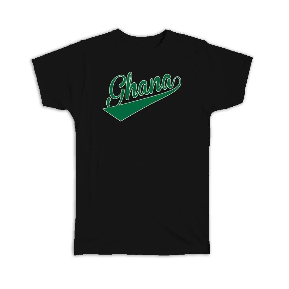 Gift T-Shirt : Ghana Flag Varsity Script Baseball Beisbol Country Pride Ghanaian